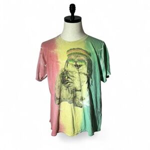 Rasta Cat Tie Dye‎ T-Shirt Reggae Kitten Graphic Tee Novelty